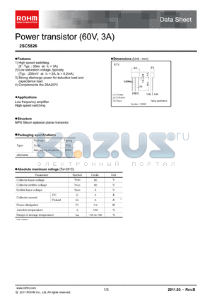 2SC5826 datasheet - Power transistor (60V, 3A)