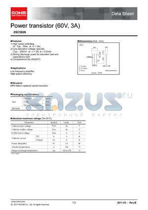 2SC5826_11 datasheet - Power transistor (60V, 3A)