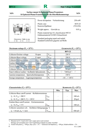 BFN22 datasheet - Surface mount Si-Epitaxial PlanarTransistors