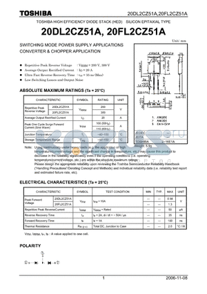 20DL2CZ51A datasheet - SWITCHING MODE POWER SUPPLY APPLICATIONS