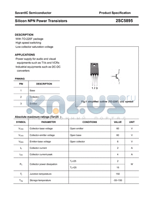 2SC5895 datasheet - Silicon NPN Power Transistors