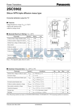 2SC5902 datasheet - Silicon NPN triple diffusion mesa type