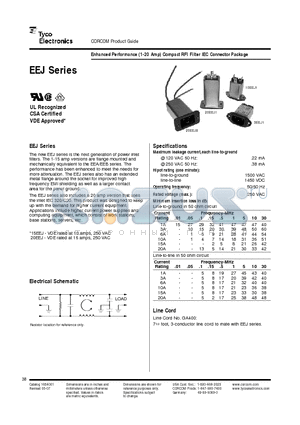 20EEJ1 datasheet - Enhanced Performance (1-20 Amp) Compact RFI Filter IEC Connector Package