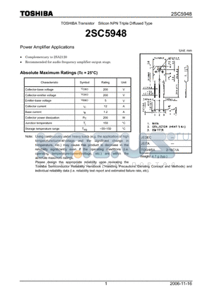 2SC5948 datasheet - Silicon NPN Triple Diffused Type Power Amplifier Applications