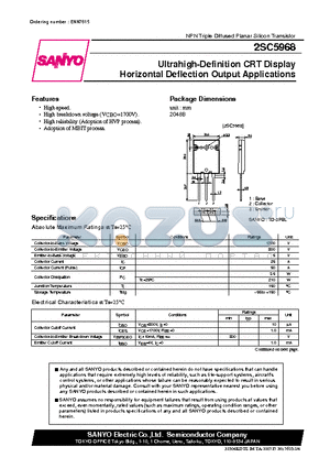 2SC5968 datasheet - Ultrahigh-Definition CRT Display Horizontal Deflection Output Applications