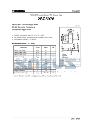 2SC5976 datasheet - Transistor Silicon NPN Epitaxial Type