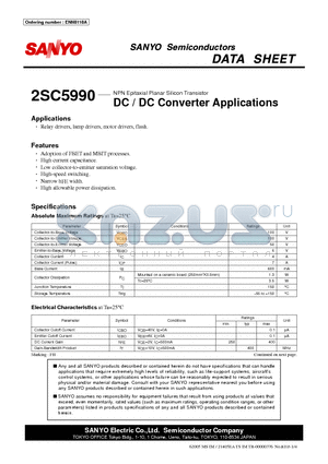 2SC5990 datasheet - NPN Epitaxial Planar Silicon Transistor DC / DC Converter Applications