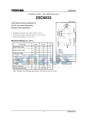 2SC6033 datasheet - TOSHIBA Transistor Silicon NPN Epitaxial Type