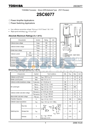 2SC6077 datasheet - Silicon NPN Epitaxial Type (PCT Process)