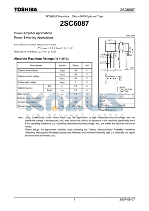 2SC6087 datasheet - Silicon NPN Epitaxial Type