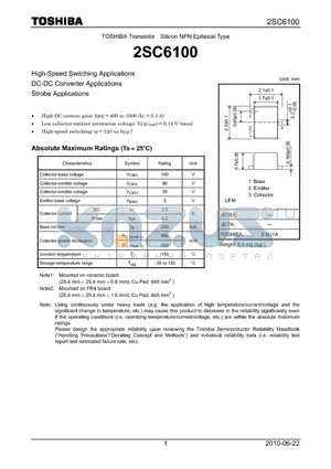 2SC6100 datasheet - High-Speed Switching Applications DC-DC Converter Applications Strobe Applications
