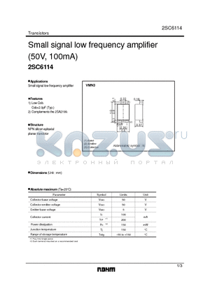 2SC6114 datasheet - Small signal low frequency amplifier