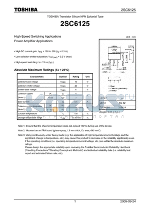 2SC6125 datasheet - High-Speed Switching Applications Power Amplifier Applications