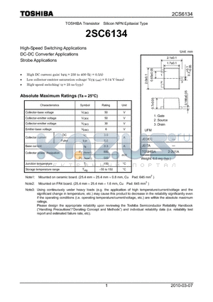 2SC6134 datasheet - High-Speed Switching Applications DC-DC Converter Applications Strobe Applications
