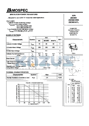 2SC681 datasheet - POWER TRANSISTOR(6A,50W)