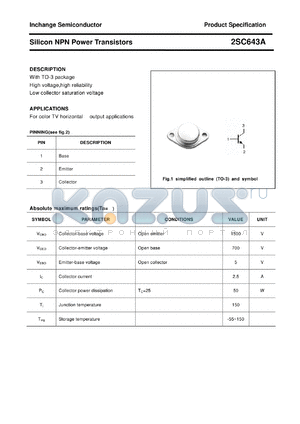 2SC643A datasheet - Silicon NPN Power Transistors