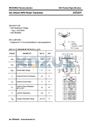 2SC937 datasheet - isc Silicon NPN Power Transistor