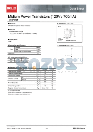 2SCR372P datasheet - Midium Power Transistors (120V / 700mA)