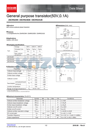 2SCR523EB datasheet - General purpose transistor(50V,0.1A)