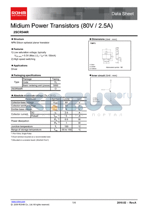 2SCR544R_10 datasheet - Midium Power Transistors (80V / 2.5A)