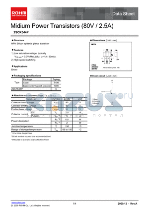2SCR544P datasheet - Midium Power Transistors (80V / 2.5A)