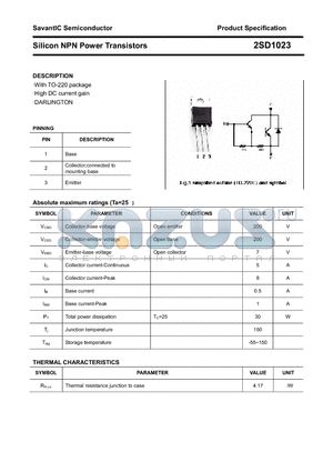 2SD1023 datasheet - Silicon NPN Power Transistors