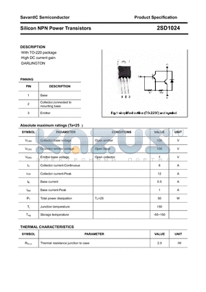 2SD1024 datasheet - Silicon NPN Power Transistors