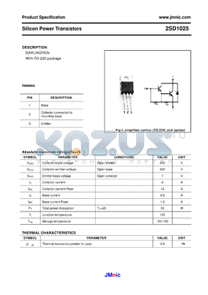 2SD1025 datasheet - Silicon Power Transistors