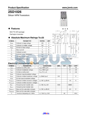 2SD1026 datasheet - Silicon NPN Transistors