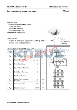 2SD103 datasheet - isc Silicon NPN Power Transistors