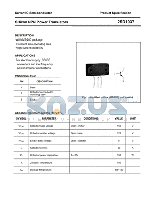 2SD1037 datasheet - Silicon NPN Power Transistors