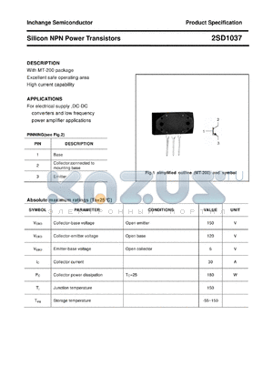 2SD1037 datasheet - Silicon NPN Power Transistors