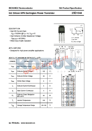 2SD1044 datasheet - isc Silicon NPN Darlington Power Transistor
