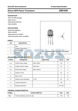 2SD1049 datasheet - Silicon NPN Power Transistors