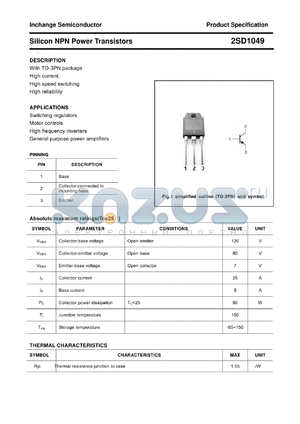 2SD1049 datasheet - Silicon NPN Power Transistors