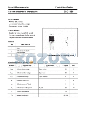 2SD1060 datasheet - Silicon NPN Power Transistors