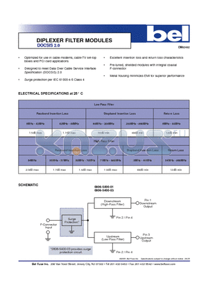 0806-5400-03 datasheet - DIPLEXER FILTER MODULES