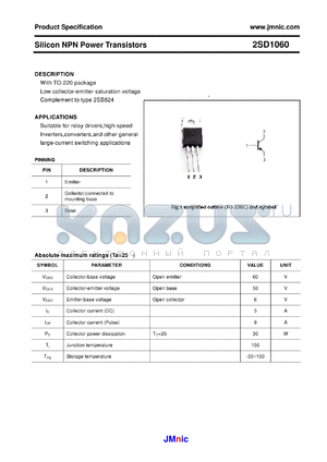 2SD1060 datasheet - Silicon NPN Power Transistors