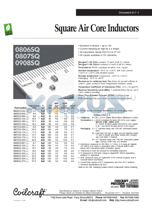 0806SQ-5N5-L datasheet - Square Air Core Inductors