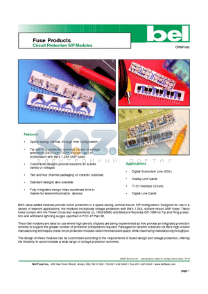 0808-4011-XX datasheet - Fuse Products Circuit Protection SIP Modules