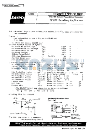 2SD1063 datasheet - 50V/7A Switching Applications