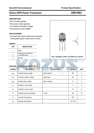 2SD1063 datasheet - Silicon NPN Power Transistors