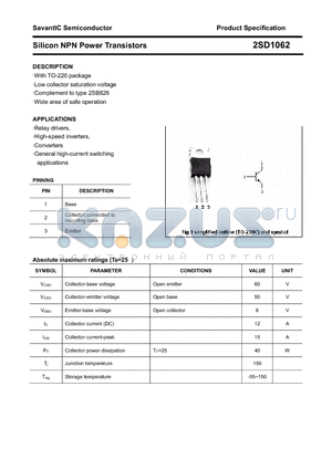 2SD1062 datasheet - Silicon NPN Power Transistors