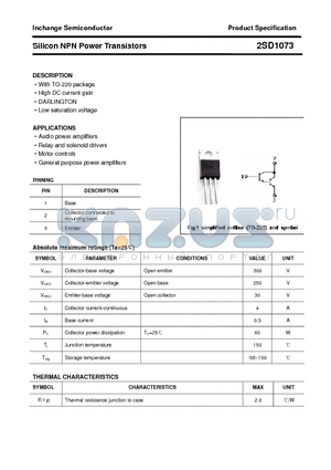 2SD1073 datasheet - Silicon NPN Power Transistors