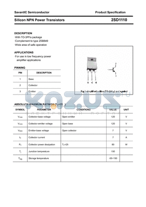 2SD1110 datasheet - Silicon NPN Power Transistors