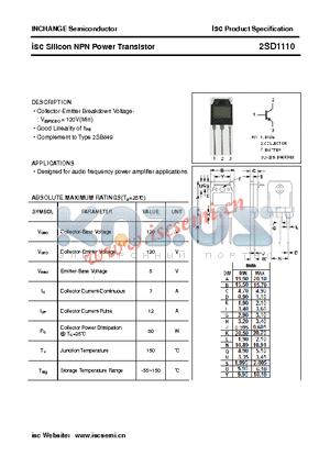2SD1110 datasheet - isc Silicon NPN Power Transistor
