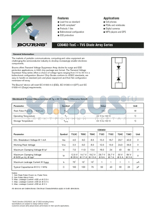 CD0402-T05C datasheet - CD0402-TxxC - TVS Diode Array Series