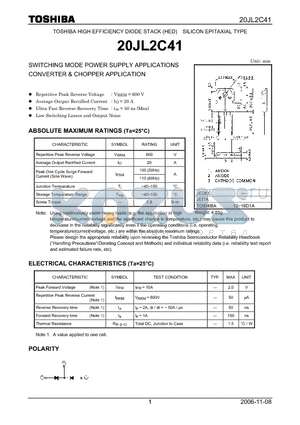 20JL2C41 datasheet - SWITCHING MODE POWER SUPPLY APPLICATIONS