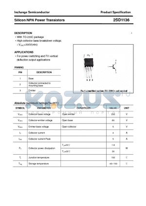 2SD1136 datasheet - Silicon NPN Power Transistors