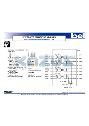 0816-1X4T-23 datasheet - INTEGRATED CONNECTOR MODULES Gigabit Ethernet MagJack 1 x 4